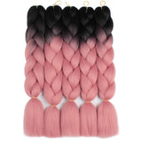 Xtrend 5Pcs 2 Tone Ombre Braiding Hair Crochet Braids 24 Inch Synthetic Hair Extensions Kanekalon Jumbo Braiding Hair Extension for Box Braiding Hair 100g/pc (5 Pieces, Black/Orange Pink#)