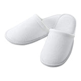 Disposable Terry Spa Slippers - APPEARUS Closed Toe Hotel Unisex Slippers for Women and Men, One Size, White (3 Pairs)