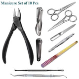 Ivandar 10 Pcs Manicure and Pedicure Personal Care Set,Professional 304 Stainless Toenail Clippers for Ingrown Toenails,Premium Rubber Handle Handy Toenail Trimmer Come with Luxury Gift Box