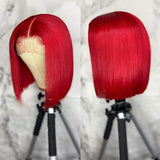 Human Hair Wigs Lace Front Bob Wigs 13x1 Pre Plucked T Part Wigs for Black Women 150 Density Short Red Bob Wigs Natural Hairline 8inch