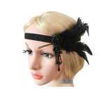 FOBU  3 Set 1920s Flapper Headpiece Roaring 20s Feather Headband Gatsby Headpiece for Women Hair Accessories (Black) middle