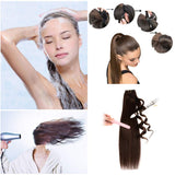 22" Human Hair Ponytail Extensions 140g #1 Jet Black 100% Remy Human Hair Wrap Around Long Ponytail Clip in Hair Extensions Straight One Piece Hairpiece (22", Jet Black)