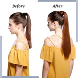 18 Inches Wrap Around Human Hair Ponytail Extensions 100% Remy Human Hair Pony Tails Long Straight Silky With Comb Clip in One Piece Pony Tail Extensions For Women #60 Platinum Blonde 90g