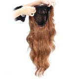 Long Wavy Ombre Strawberry Blonde Wig - Longqibeauty Natural Looking Body Wave Synthetic Wig for Women, Right Side Parting Heat Resistant Cosplay Wig 2 Tone Color Dark Roots with #27 (26 Inches)
