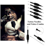 Dragonhawk 100 Counts Black Disposable Tattoo Tubes with Matching Assorted