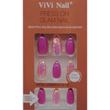 Fake Nails Glue-on Glam Nail 24Pcs VIVI Artificial Full Cover Manicure Nail Tips, Press On Fashion False Nails 24Pcs ea Pack (E220)