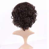 S-noilite Women Medium Short Curly Hair Wig Cosplay Party Costume Heat Resistant Synthetic Natural Fluffy Full Wigs,10inch,Dark Brown