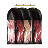 3 PCS Wig Bag, Storage Bag for Extension with Wooden Hanger, Hair Extensions Bag, Wig Storage, Hair Extension Holder and Hanger Storage Bag, Gift for Women,Daugther,Wife