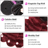 Feelgrace Ombre Burgundy Body Wave Human Hair Bundles Virgin Brazilian Remy Hair 3 Bundles 14 16 18 Inch