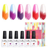 Vishine Color Changing Gel Nail Polish Set Mood Nail Gel Polish Temperature Color Changing UV LED Varnish Chameleon Gel Nail Art 10ml (Set002)