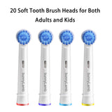 Bunny Lamb Soft Replacement Brush Heads for Sensitive Gum Care and Teeth Compatible with Oral-B - Count of 20