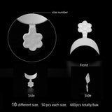 FINGERQUEEN 500 Pcs 10 Sizes French Short Style Acrylic False Nail Art Tips Finger Sticker Extension ToolFlower Handle with Number