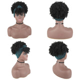 CINHOO Afro Puff with Headwrap Synthetic Short Kinky Curly Urban Wrapwig 2 in 1Headwrap Keep Wig Secured Soft Mottle Satin Wrapwig Head-Wrap Wig for Black Women (1B)