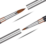 KEMEISI 2-head 3D Acrylic Nail Brush Dual-tip Size 02＆08/04＆10/06＆12 Multifunctional Nail Art Brush Black-Mid with Silver-Cap Color Blocking (06＆12)