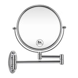 GloRiastar 5X Wall Mounted Makeup Mirror - Double Sided Magnifying Makeup Mirror for Bathroom, 8 inch Extension Polished Chrome Finished Mirror