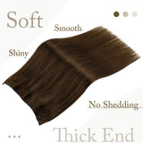 LaaVoo Halo Hair Extensions with Invisible Fish Line Dark Brown Halo Remy Human Hair Extensions Brown Halo Natural Hair Extensions Dark Brown Halo Wire Extensions Silky Straight Thick Ends 80g 14"