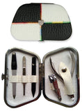 3 Swords Germany - brand quality 5 piece manicure pedicure grooming kit set for professional finger & toe nail care clipper fashion leather case in gift box, Made by 3 Swords (7445)