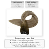 Full Shine Sew in Hair Extensions Brown Balayage Color Hair Weaves Color 3 Fading to 8 and 22 Blonde Brazilian Remy Hair Weft 12 Inch 80 Grams Straight Double Weft Hair Extensions