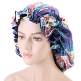Nanxson Satin Bonnet Sleep Cap Elastic Night Sleeping Hat Head Cover for Women SC0002 (blue-02)