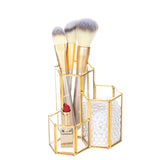 Feyarl Gold Glass Makeup Brush Holder Storage Organizer Eyeliners Container Pen Pencil Holder Display Dresser Bedroom Table Countertop Office