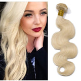 S-noilite 7A Grade Brazilian Virgin Body Wavy Human Hair Bundles Body Weave Human Hair Extensions for Women Thicker Silky Soft Blonde Hair Total 1 Bundle/100g (18 Inch #60 Platinum Blonde)