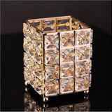 JIARI Makeup Brush Holder Organizer Crystal Cup Comb Brushes Pen Collection Cosmetic Storage (Square Golden)