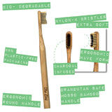 The Dirt All Natural Charcoal Infused Bamboo Toothbrush - Dental Brush with Soft Bristles and Ergonomic Handle - 3Pack
