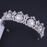 GETNOIVAS Crystal Bride Diadem, Royal Wedding Crown, Rhinestone Hair Jewelry Decor for Women Ladies Little Girls Bridal (Silver)