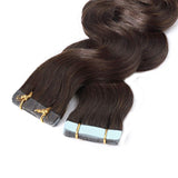 18 Inch Tape in Hair Extensions Body Wave Human Hair 100g 40pcs #2 Dark Brown Wavy Hair Seamless Skin Weft Glue in Human Hairpieces with Double Sided Tape