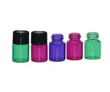 Wresty 2 ml(5/8 dram) Essential Oil Bottle,100 Packs Blue Green Pink Purple Glass Vials with Orifice Reducers Mini Sample Bottles(3 dropper,stickers)