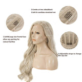 Imstyle Blonde Lace Front Wig Long Wave Synthetic Hair Wigs for Women Natural Hairline Blonde Heat Safe Hair 26 Inch Wig with Gift Pack