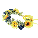 Vividsun Green Leaf Floral Crown Sunflower Crown Eucalyptus Flower Headband Wedding Headpiece