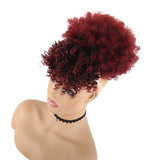 CHOOH Afro High Puff Hair Bun Ponytail Drawstring With Bangs Synthetic Short Kinkys Curly Pineapple Pony Tail Clip in on Wrap Updo Hair Extensions for African American Women (1B/Bug)