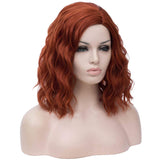 BERON 14" Women Girls Short Curly Bob Wavy Wig Body Wave Halloween Cosplay Daily Party Wigs (Dark Orange)