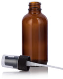 2 oz Amber Glass Boston Round Treatment Pump Bottle (12 pack) + Funnel