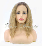 Vedar Honey Blonde Curly Wigs for Women Synthetic Lace Front Wig 12 inch Short Curly Blonde Wigs VEDAR-024-12