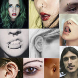 Piercing Kit - Autdor 84Pcs Professional Body Piercing Kit Includes Piercing Jewelry Piercing Needles 14G 16G 18G Piercing Clamp Belly Ring Tongue Tragus Nipple Lip Nose Ring (Silver-84pcs)