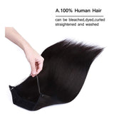 Thick Hidden Invisible Crown Human Hair Extension One Piece Secret Miracle Wire in Hairpieces No Clip No Tape in Remy Hair Translucent Fish Line Headband 90g 16''/16inch #1B Natural Black