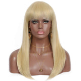 Sotica 22 Inch Bob Wigs Blonde Mixed Long Straight Synthetic Wigs Heat Resistant Full Wig with Bangs for Daily or Cosplay