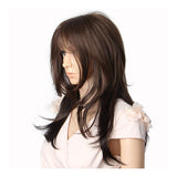 Synthetic Wig,Brown mixed color medium long wig,Curly Natural Looking Long Synthetic Hair, Heat Resistant Full Wig for Women,22in