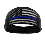 RAVEbandz! PRO Wide Stretch Non Slip Hair Bands– Moisture Wicking, Lightweight, Breathable Fabric Headbands – Unisex Designs for Everyone – For Sports, Workouts, Style (Blue Lives Matter)