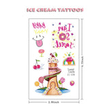 300PCS Ice Cream Temporary Tattoos for Kids, Easy to Use Temporary Tattoos Gywantt Waterproof Summer Tattoo Stickers for Children and Adults Birthday Party Favors(Pack of 24 Sheets)