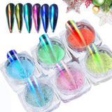 Ice Transparent Aurora Nail Powder - PrettyDiva 6 Colors Christmas Jelly Neon Rainbow Laser Chameleon Powder with Multi Chrome Mirror Effect Iridescent Pigment Glitter Fairy Dust Nail Art Decorations