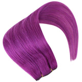 Purple Clip in Hair Extensions Real Human Hair 20 Inch 5Pcs 40G Clip ins Double Weft Hair Extensions Festival Hair