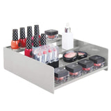 mDesign Plastic Bathroom Storage Organizer Shelf for Cabinet, Vanity, Countertop - Holds Vitamins, Supplements, Medicine Bottles, Essential Oils, Nail Polish, Cosmetics - 4 Level Storage - Light Gray