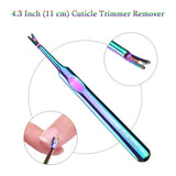 Tingbeauty 6 PCS Cuticle Pusher Remover Kit Professional, Stainless Steel Double Ended Manicure and Pedicure Tools Set for Nails Care Beauty Clean Fingernails Toenails with Storage Case (Chameleon)