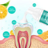 Teeth Whitening Toothpaste, 2 Pack Citrus Baking Soda Toothpaste, Foam Whitening Toothpaste, Ultra-fine Mousse Foam Deeply Cleaning Gums, Stain Removal, Natural Mouth Wash Water (2 x 60ml)