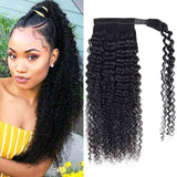 Bex Magic Paste Remy Ponytail Hair Clip in Brazilian Human Hair Extension 3C Virgin Hair Afro Kinky Curly Human Hair Wrap Around Ponytail Hairpiece 16 inch Curly Magic Paste