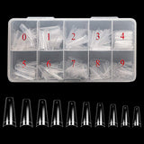 Vcedas Fake Nail Coffin Shape Long 500PCS Clear/Natural False Nails Tips Lady French Style 10 Sizes Half Cover False Nails Artificial for DIY Nail Salon Art（1000PCS）