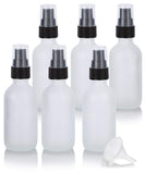 2 oz Frosted Clear Glass Boston Round Treatment Pump Bottle (6 Pack) + Funnel